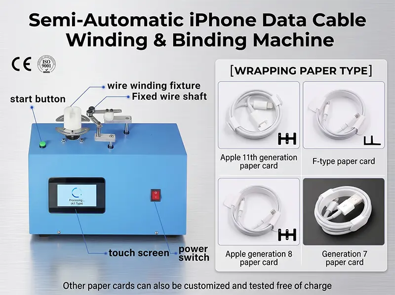 Mesin Penggulung & Pengikat Kabel Data iPhone Separa Automatik WPM-K287
