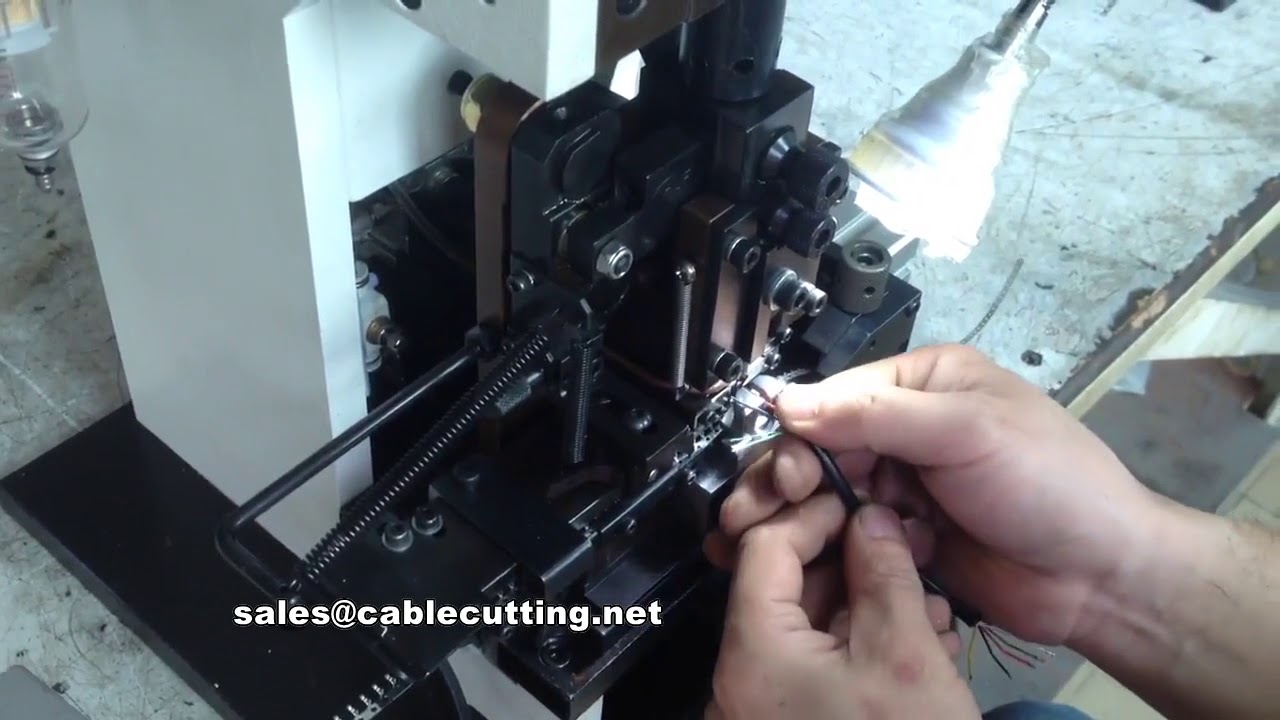 Semi automatic cable wire stripping and crimping machine, terminal crimping machine